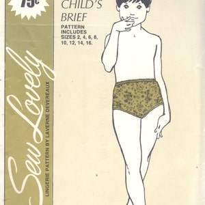 Sew Lovely C100 1970s Childs Panties Pattern Panty Briefs Toddlers Girls Teens Sewing Pattern Size 2 4 6 8 10 12 14 16 UNCUT image 1