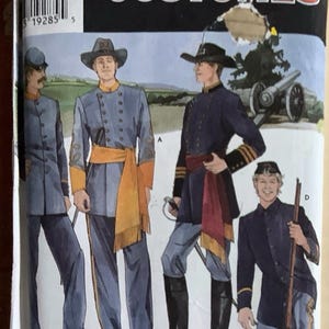 Simplicity 7274 Mens CIVIL WAR Soldiers Costume Pattern Uniforms Sewing Pattern xs s m l xl  Chest 30 - 48 UNCUT