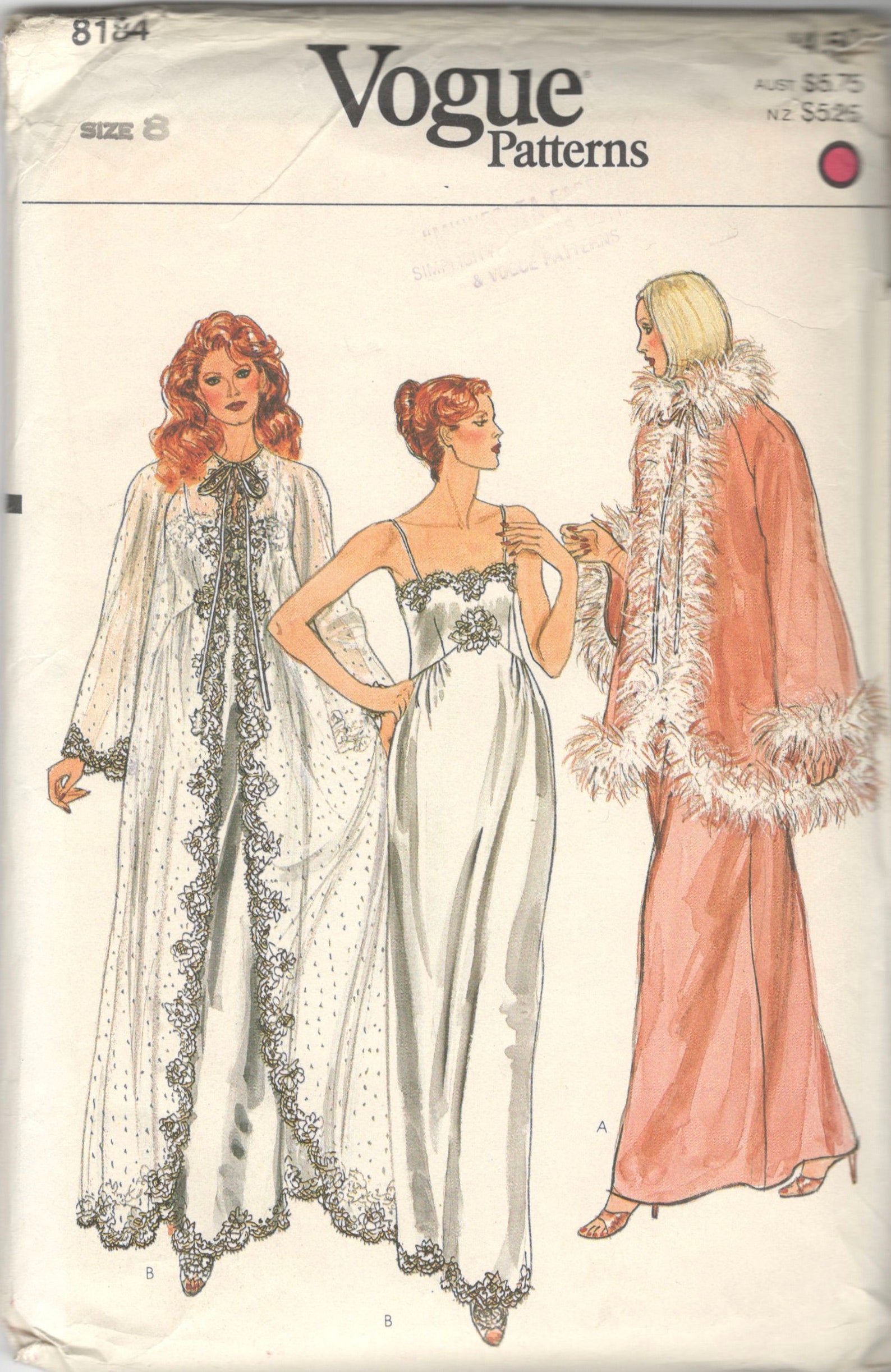 Vintage Nightgown pattern. Long Vintage Nightgown pattern. Vogue 525rr.