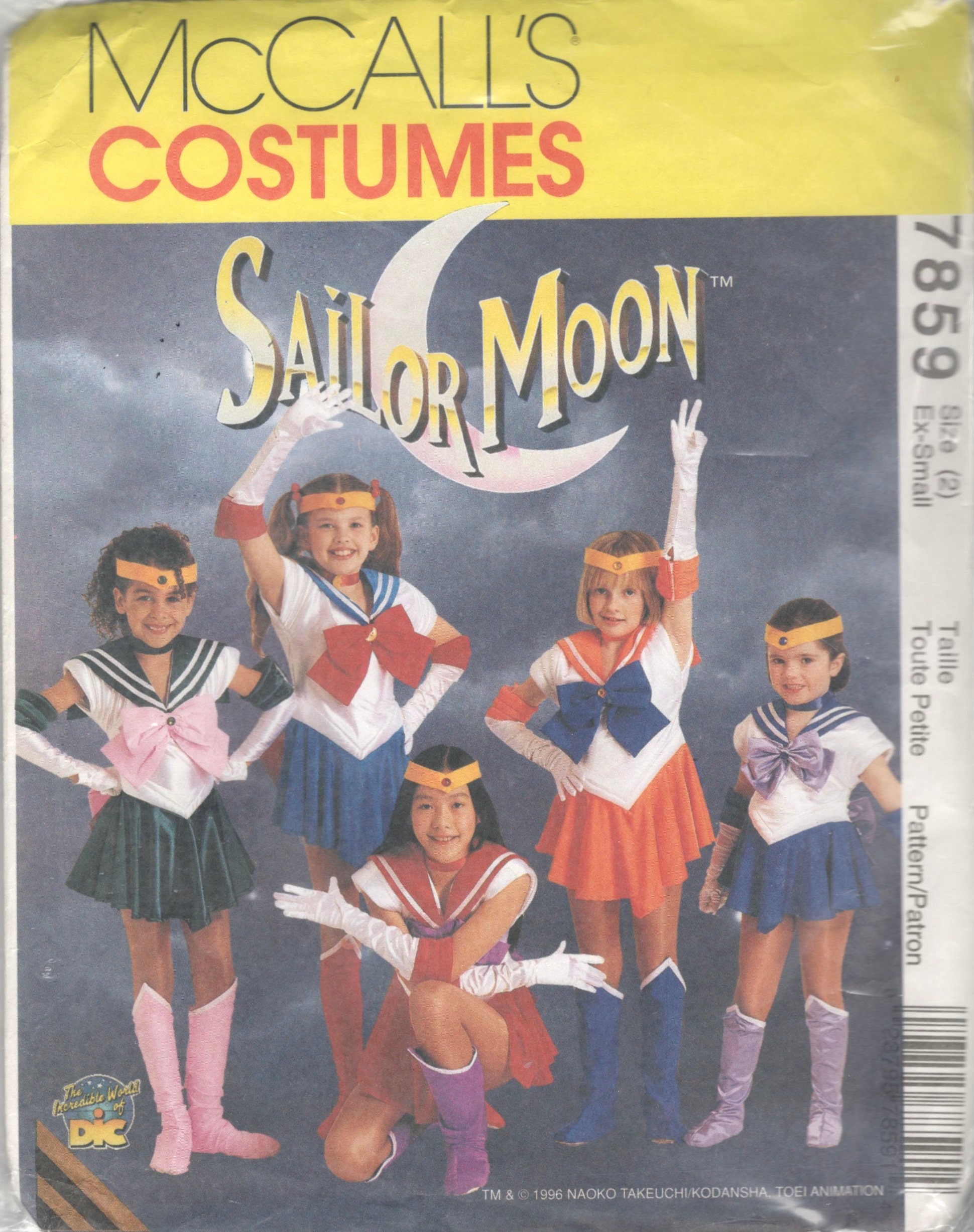 Mccalls 7859 P310 1990s Girls SAILOR MOON Costume Pattern
