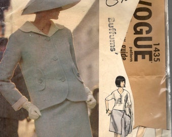 Vogue 1435 1960s Misses Suit Jacket Skirt and Blouse Pattern Paris Original Designer Gres Womens Vintage Sewing Pattern Size 12 Bust 32