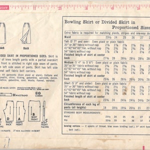 1960s Simplicity 3922 Misses Sporty Proportioned Pantskirt Pattern Golf Bowling Street Womens Vintage Sewing Waist 23 or 24 image 4