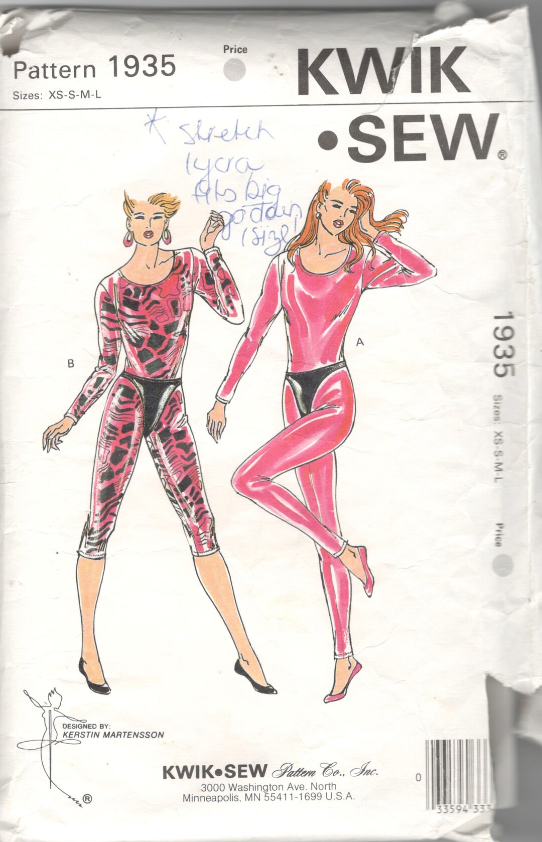 Kwik Sew 1935 1980s Misses Unitard and Thong Trunks Pattern Womens ...