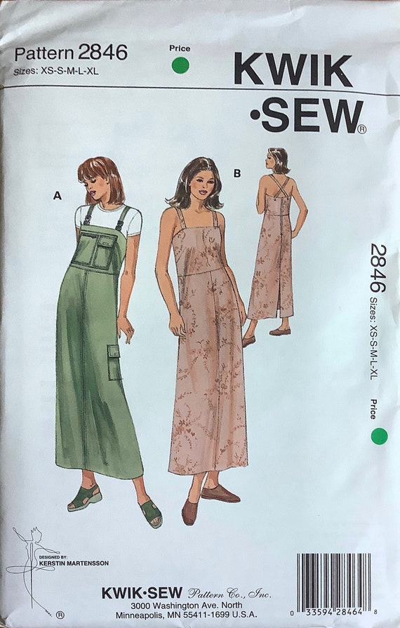 Kwik Sew 2846 Misses BIB OVERALL Style Dress and Jumper Pattern