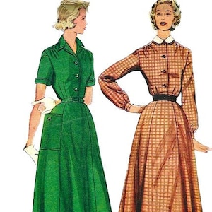 1950s Simplicity 4438 Shirtwaist Dress Pattern with Detachable Peter PAN Collar Womens Vintage Sewing Pattern Size 16 Bust 34