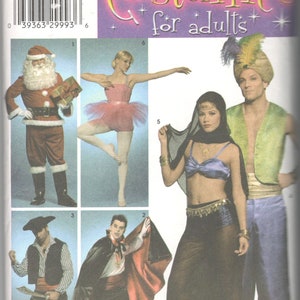 Simplicity 3999 Adult Belly Dancer Aladdin Pirate Vampire Ballerina Santa Costume Pattern Mens Womens Sewing Pattern Size S M L