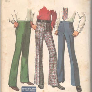 May include: A sewing pattern for men's pants, with three different styles of pants shown. The pattern is for sizes 36, with a 36 inch waist and 43 inch hip. The pattern is called "Perfect-Fit Pants" and includes short, regular, and long lengths.