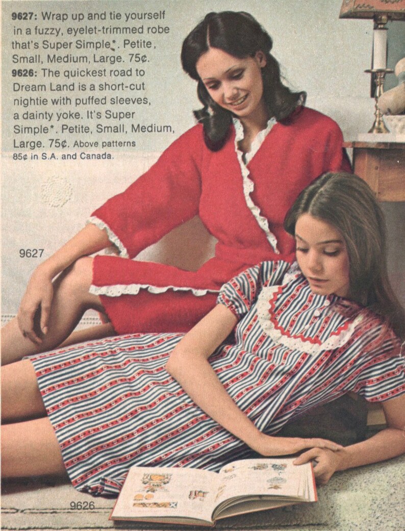 Simplicity 9627 1970s Misses Kimono Sleeve Robe Pattern Wrap and Tie ...