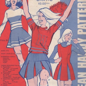Jean Hardy 790 1970s Misses Pep Squad Skirts Briefs and Jumper Patten Teen Womens Sewing Pattern Size 6 8 10 12 14 16 Waist 23 - 28 UNCUT