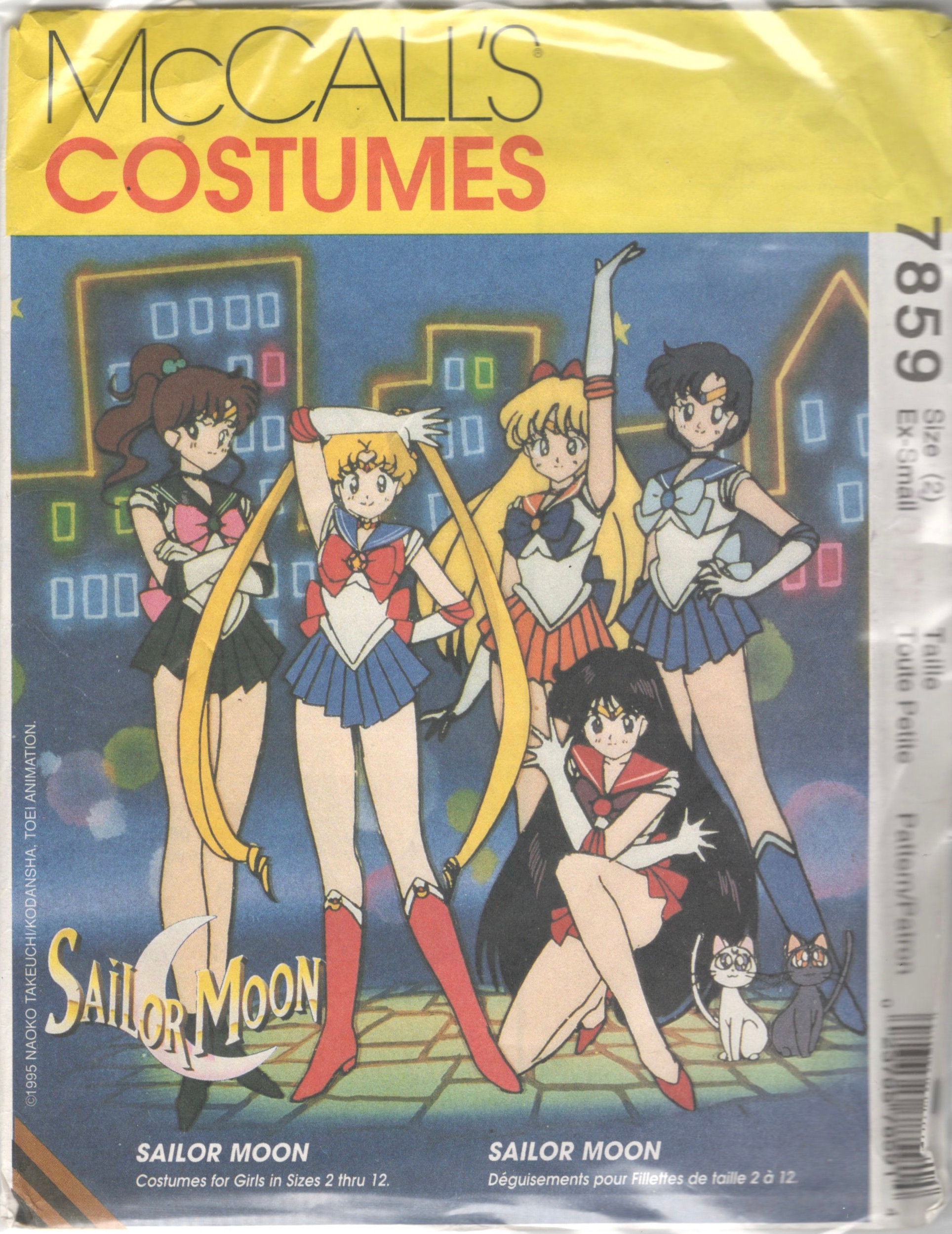 Mccalls 7859 P310 1990s Girls SAILOR MOON Costume Pattern