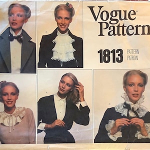 Vogue 1813 1970s Collars and Cuffs Pattern Pierrot Jabot Tucked Pirate Lacy Ruffles Womens Vintage Designer Sewing Pattern Size Small UNCUT