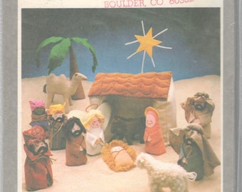 Simplicity 8776 Creche Figures Pattern NATIVITY Manger Holy Family Wise Men Shepherds Animals Angel Christmas Vintage Sewing Pattern