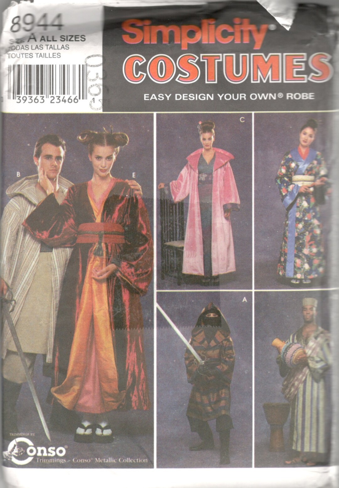 Simplicity 8944 0644 Cosplay Sci Fi Costume Pattern Robe Kufi Hat Pants ...