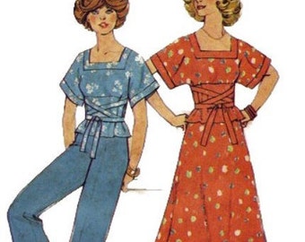 1970s Simplicity 7223 Misses Midriff Wrap Top Bias Skirt and Pants Pattern Womens Vintage Sewing Pattern Size 10 Bust 32 UNCUT