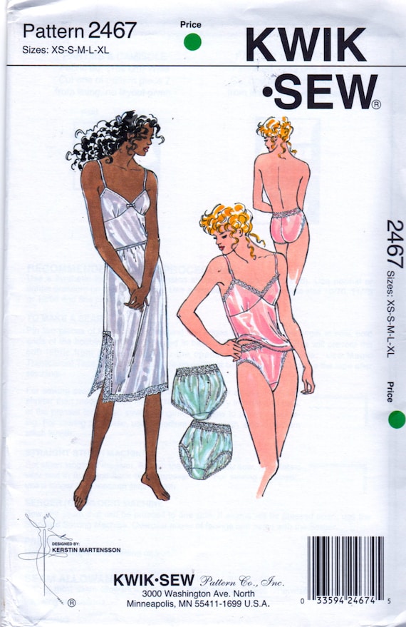 Kwik Sew 2467 1990s Misses Lingerie Briefs Bikini Panties Camisole and Slip  Pattern Womens Sewing Pattern Size XS XL Bust 31 45 Uncut 