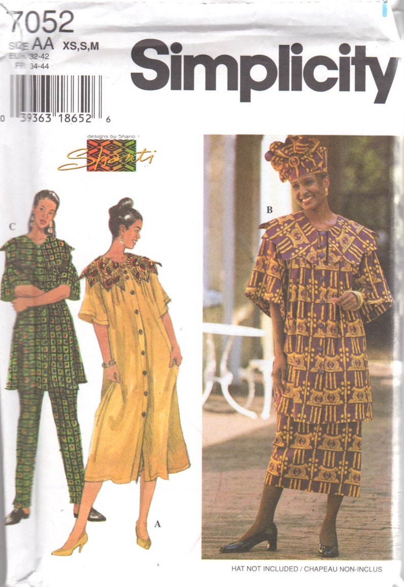 Simplicity 7055 Simplicity 7052 Designer Shanti African Scalloped Dress Skirt Top Pants ...