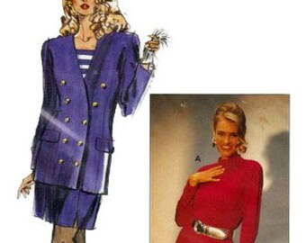 Burda 4643 Couture Skirt Top and Double Breasted Jacket Pattern  Womens Vintage Sewing Pattern UNCUT Sizes 8 - 18 Bust 31 1/2 - 40
