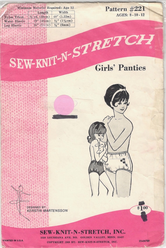 Sew Knit N Stretch 221 1960s Girls Underwear Pattern Panties