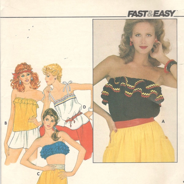 Butterick 4401 1980s EASY Misses Summer Tops Pattern Camicole Bandeau Midriff Sleeveless Womens  Vintage Sewing Pattern Medium  Bust 34 36