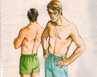 Kwik Sew 332 1970s Mens Boxer Shorts Pattern Adult Teen Vintage  Sewing Pattern Uncut  Waist 26 28 30  32