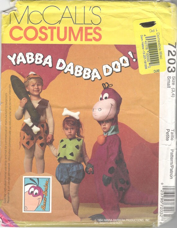 5543 UNCUT McCall/'s Pattern THE FLINTSTONES Costume Adult S Child 6-7// 12-14