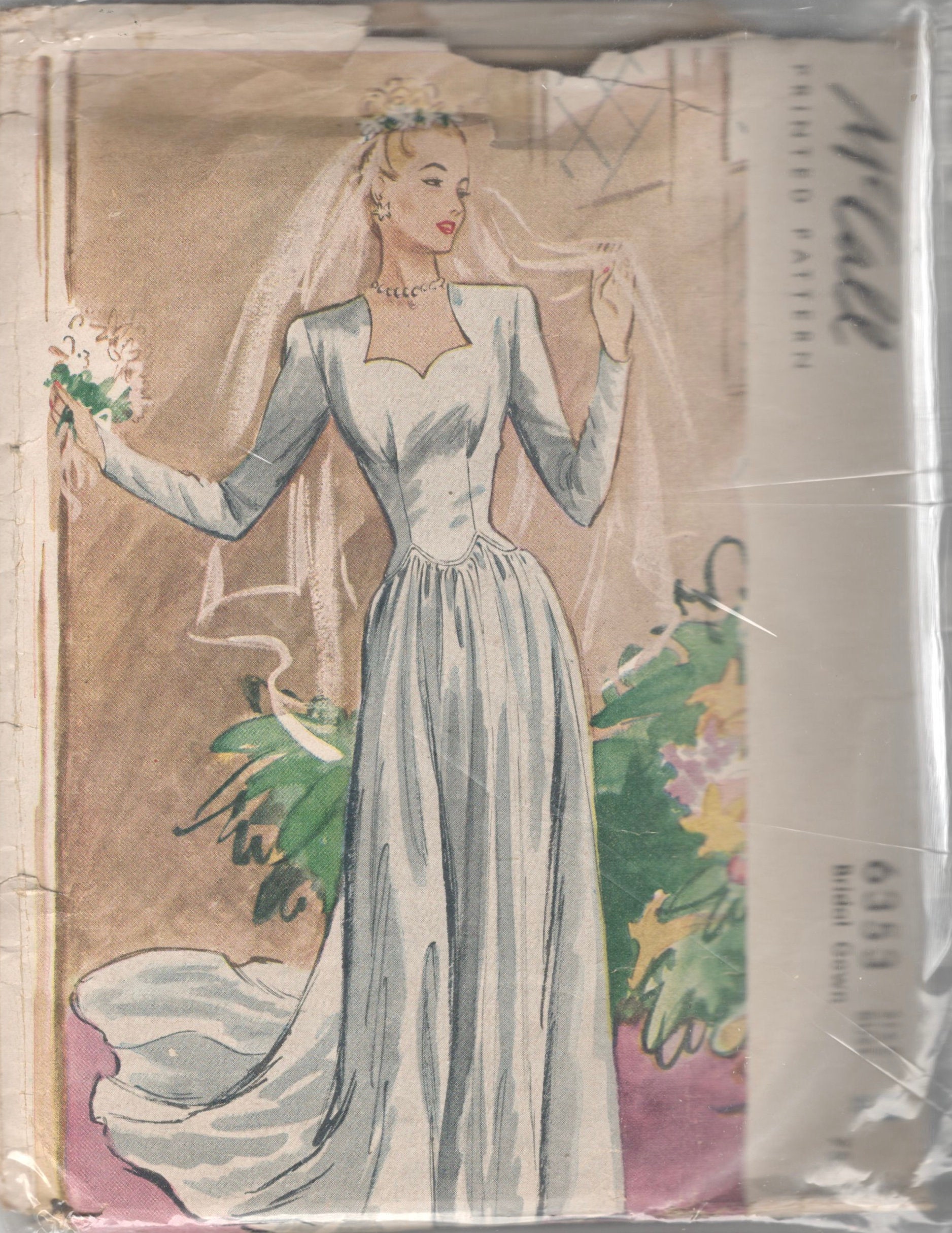 1940s bridesmaid dresses 1940s Satin and Chiffon Sweetheart Wedding Gown S/M main image 0