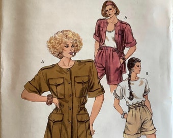 1980s Kwik Sew 1621 Safari Jacket and Shorts Pattern Adjustable Waist Womens Sewing Pattern Size Xs S M L Waist 22- 33 Bust 31 - 41 UNCUT