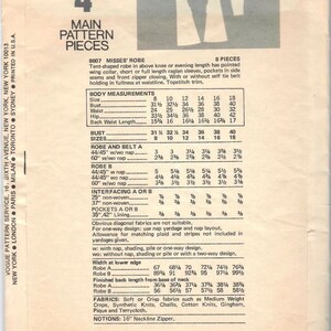 Front Zip Robe Sewing Pattern 1970s Vogue 8607 Misses Very Easy Front Zip Robe Pattern 2 Lengths Tent ...