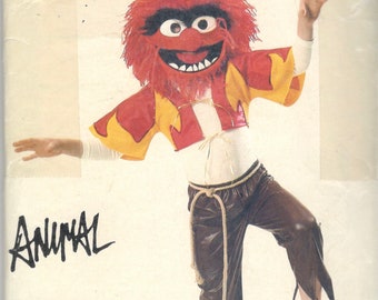 Vogue 8788 ANIMAL Muppet Drummer Costume Pattern Mask Vest Pants Toddlers Boys Girls Vintage Sewing Pattern Size Sm M Lg Chest 21 - 30 UNCUT