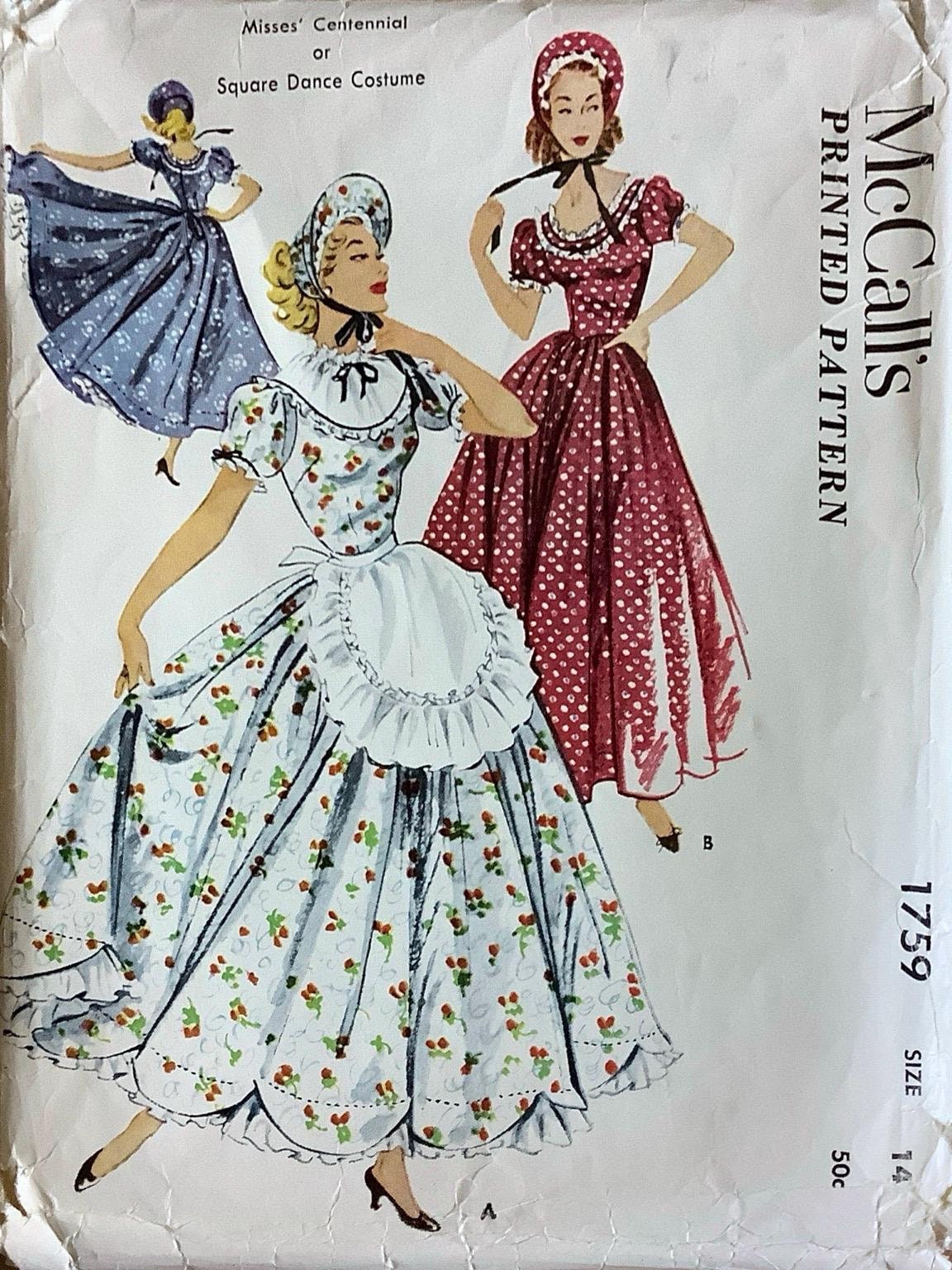Mccalls 1759 1950s Centennial or Square Dance Dress Bonnet