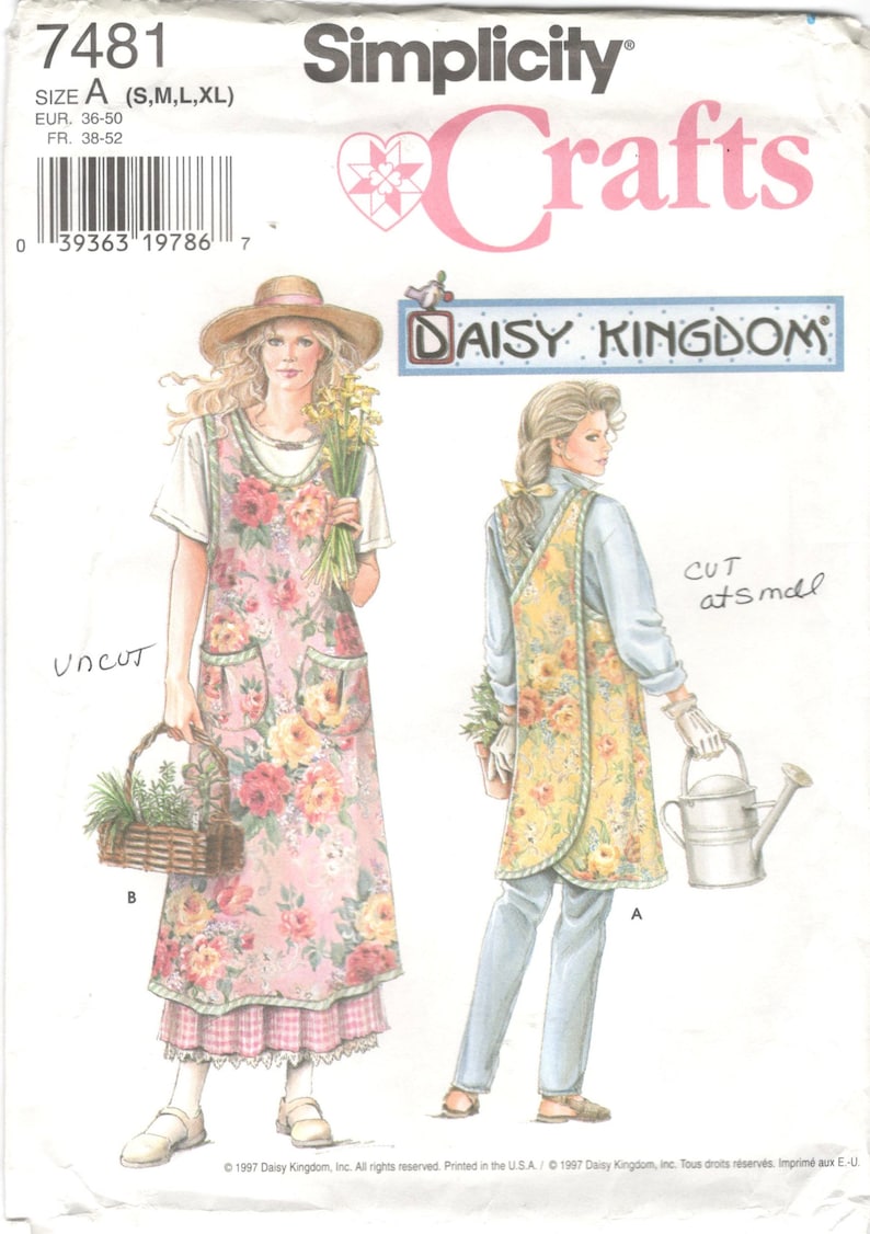 Simplicity 7481 Misses Wrap Around Apron Pattern Criss Cross Back Daisy Kingdom Womens Sewing Pattern