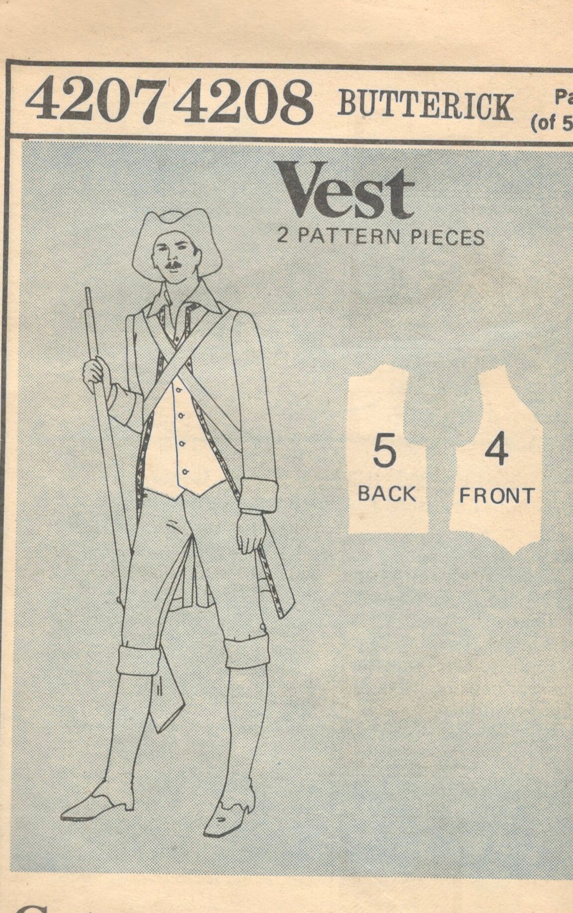 Butterick 4207 Mens 1776 Costume Pattern Bicentennial Coat Waistcoat ...