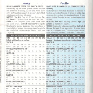 Butterick 6073 Essence Collection Misses Top A Line Skirt and Wide Leg ...