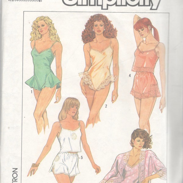 Simplicity 8393 Lovely Lingerie Pattern Kimono Tap Shorts Camisole Teddy Womens Vintage 1980s Sewing Pattern Size  6 8 10 Or 16 18 20 UNCUT