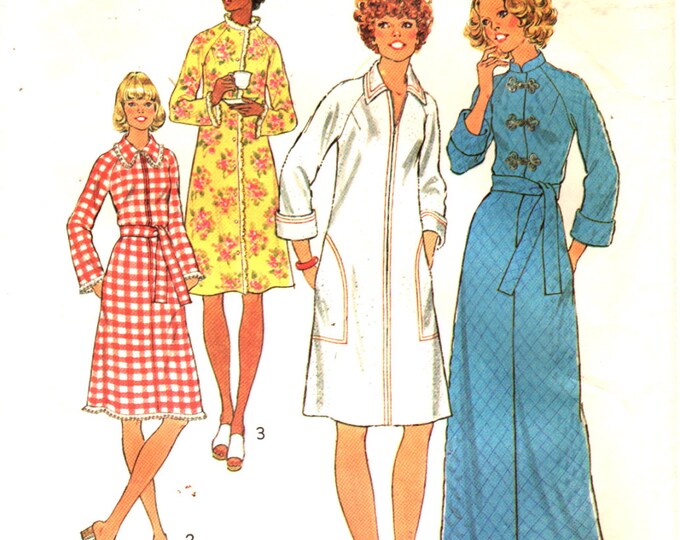 Simplicity 7238 1970s Misses Zip Front ROBE Pattern Womens Vintage ...