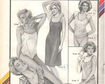 Stretch & Sew 2072 Misses Lingerie Pattern Panties Teddy Camisole Full Slip Undergarments Womens Vintage  Sewing Pattern Bust 30 - 46 UNCUT