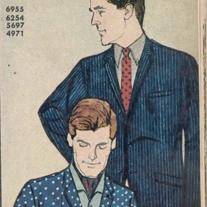 Simplicity 6955 1960s Mens Mod Button Front Shirt Pattern Adult Vintage Sewing Pattern Chest 34 image 7