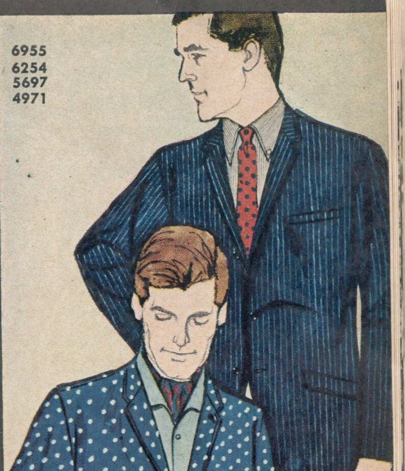 Simplicity 6955 1960s Mens Mod Button Front Shirt Pattern Adult Vintage Sewing Pattern Chest 34 image 7