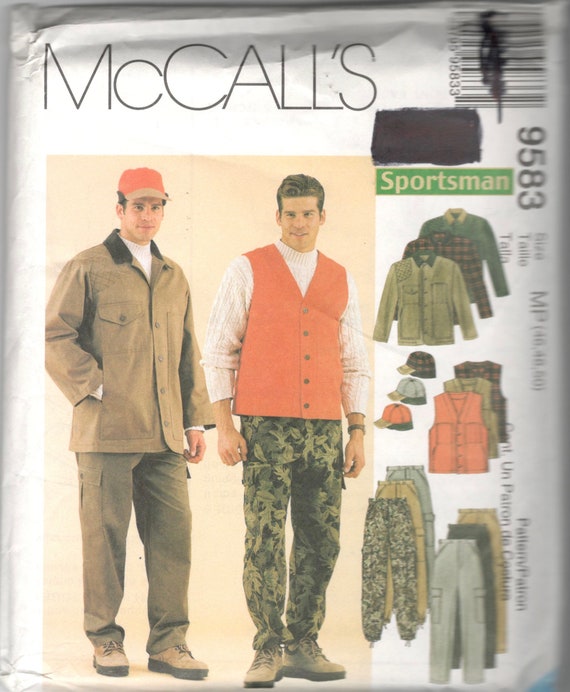 McCalls 9583 P395 mens sportman jacht jas vest broek hoed | Etsy Heren top|trui|broek, McCalls 7486 | 32 44