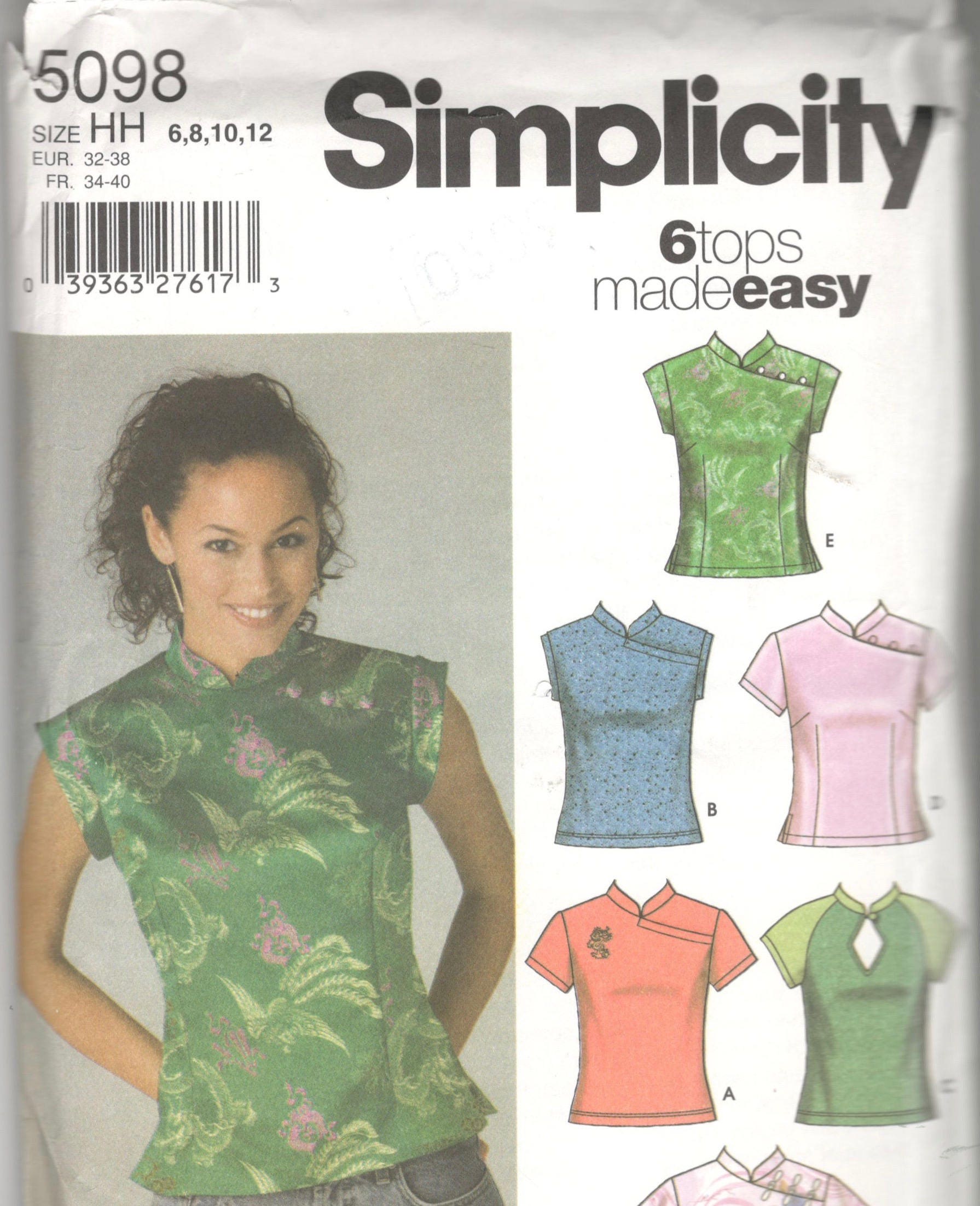 Simplicity 5098 0531 Asian Flair Woven & Knit Tops Pattern