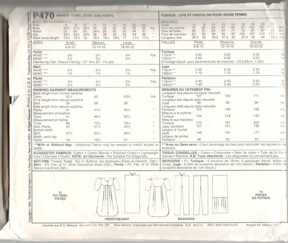 Patron De Hauts - McCall's 8054 Tailles S-M-L (XM