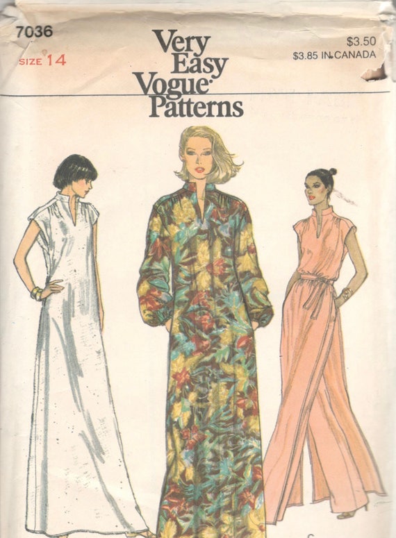 Vogue 7036 1970s Misses Pullover Dress Tunic and Pants Pattern | Etsy