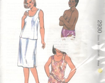 Kwik Sew 2930  Womens Lingerie Princess Line Camisole Panties  Slip Pattern Plus Size Sewing Pattern Size 1X 2X 3X 4X  Bust 45 - 57 UNCUT