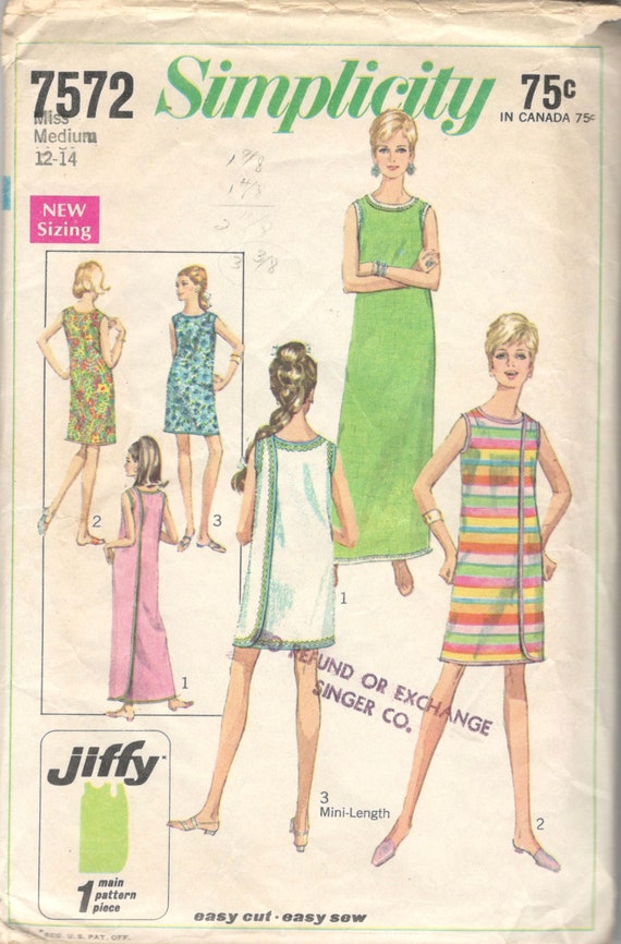 Simplicity 7572 Three Armhole Wrap Dress Pattern Two Lengths Etsy