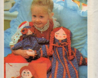 Butterick 5112 1970s Girl Rag Doll and 30 Inch Pajama Bag Pattern 9 and 21 inch Toy Vintage Sewing Pattern UNCUT