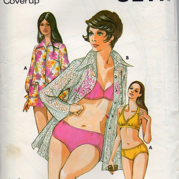 Kwik Sew 479 1970s Misses Designer Bikini Cover Up Pattern Halter Bra Top Womens  Vintage Sewing Pattern Size 6 8 10  Bust 32 34 35 UNCUT