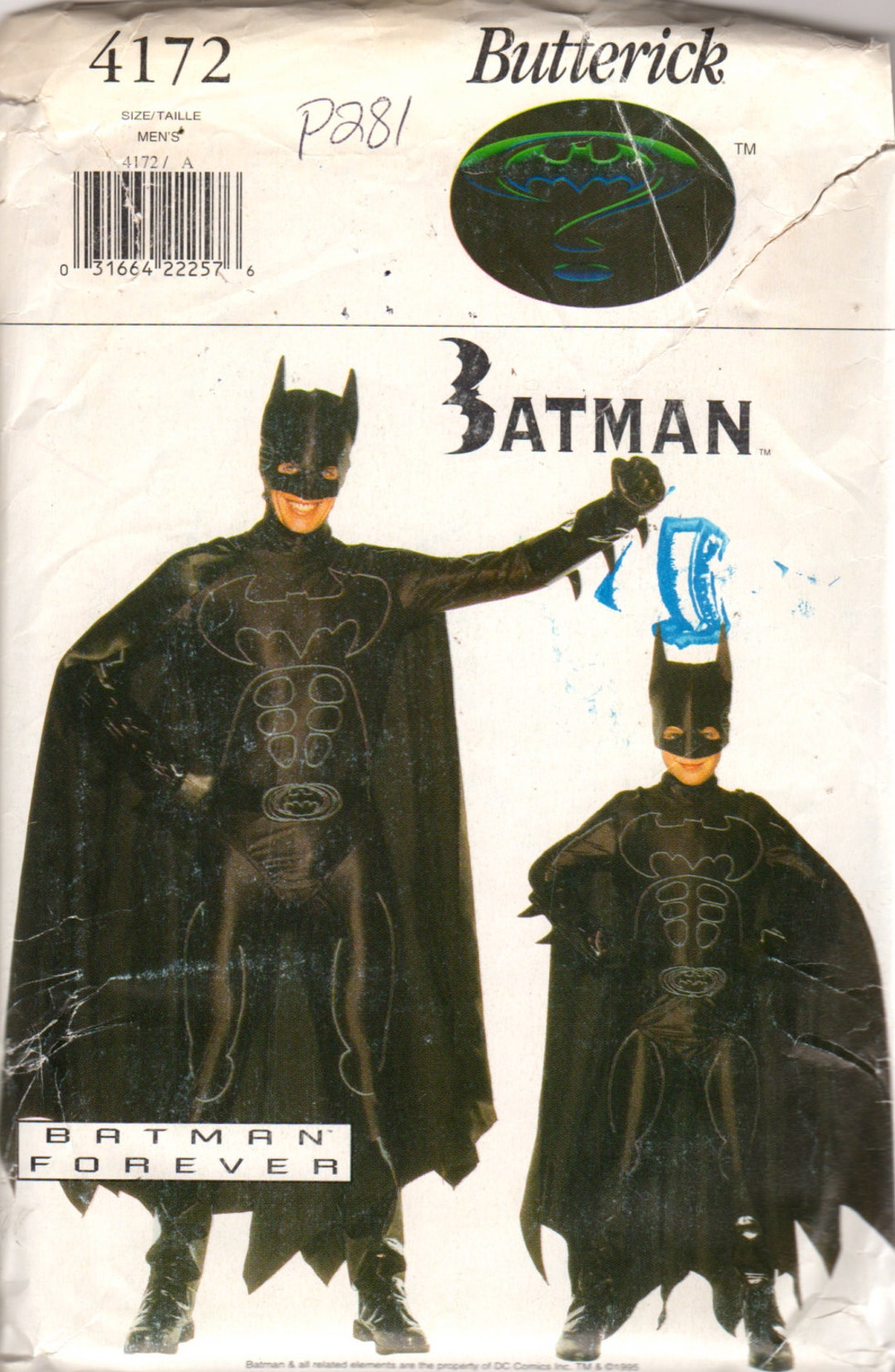 Butterick 4172 Mens BATMAN Costume Pattern Adult Teen Super - Etsy