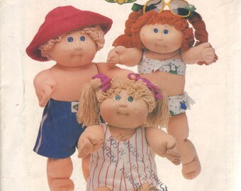 Butterick 3270 360 1980s Cabbage Patch Kids Doll Clothes Pattern Swimwear Summer Beachwear Vintage Crafts Sewing Pattern