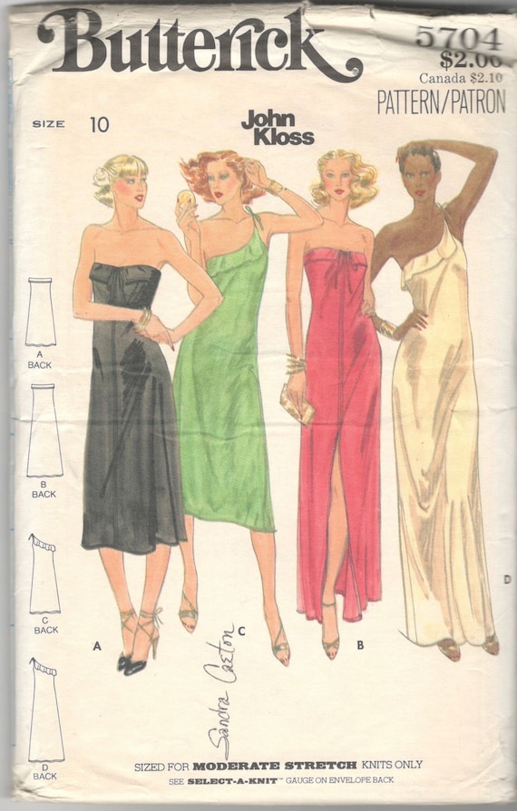 Butterick 5704 John Klass Strapless or 1 Shoulder Evening Dress Gown  Pattern Womens Vintage 1970s Sewing Pattern Size 8 Bust 31 UNCUT - Etsy  Israel
