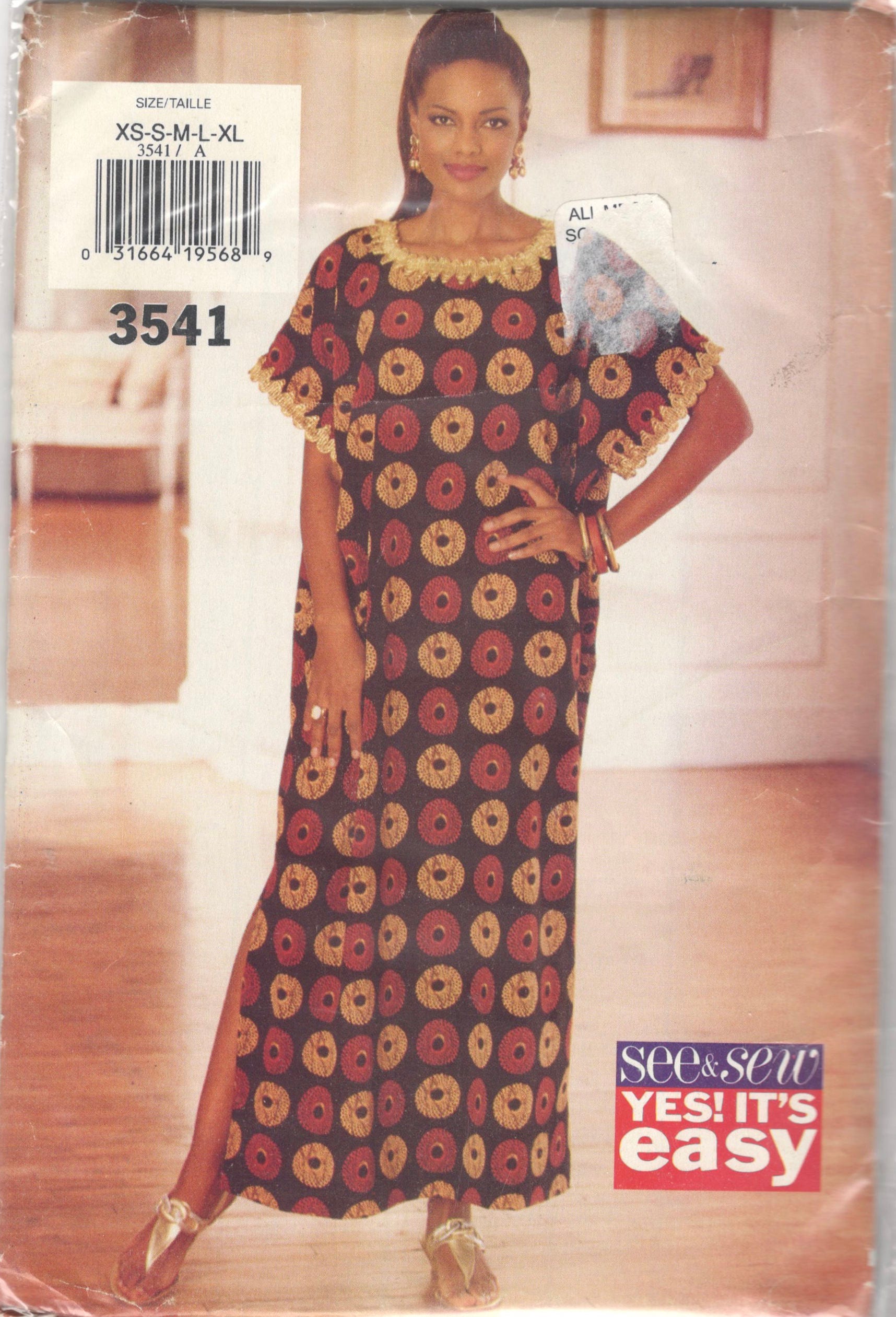 Butterick 3541 See & Sew 1990s Misses CAFTAN Pattern Easy  Womens Vintage Sewing Pattern Size XS S M L Xl Bust 30 - 42 UNCUT